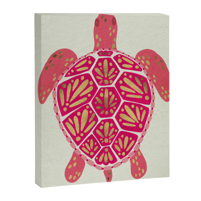 Sea Turtle in Pink & Gold Canvas Print Gallery Image 1