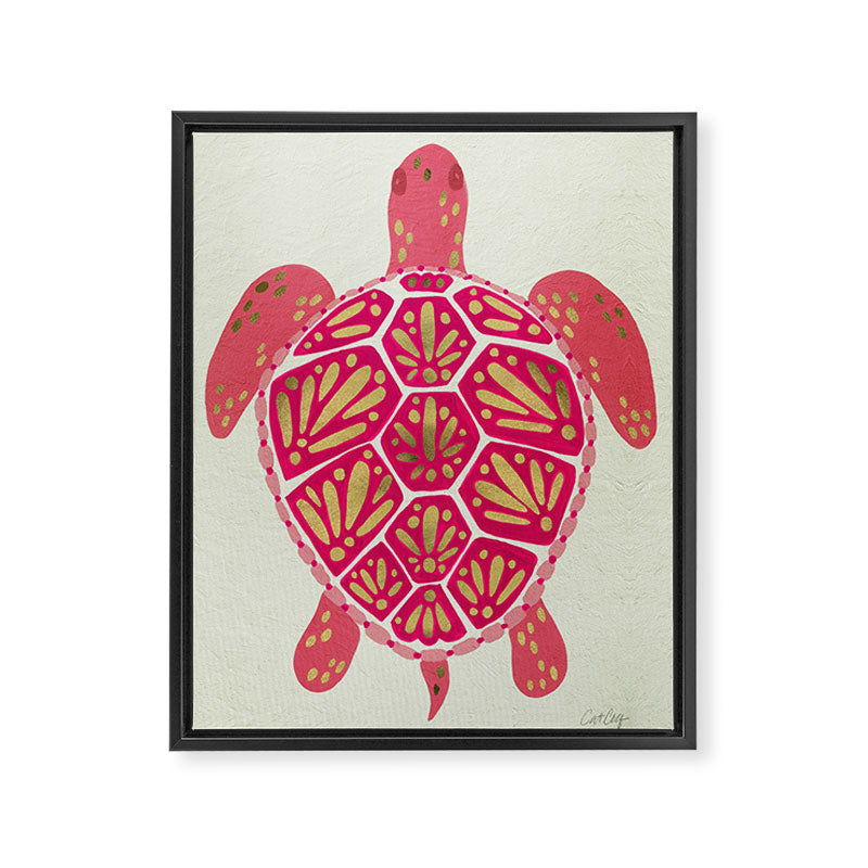 Sea Turtle in Pink & Gold Framed Canvas Print Gallery Image 8