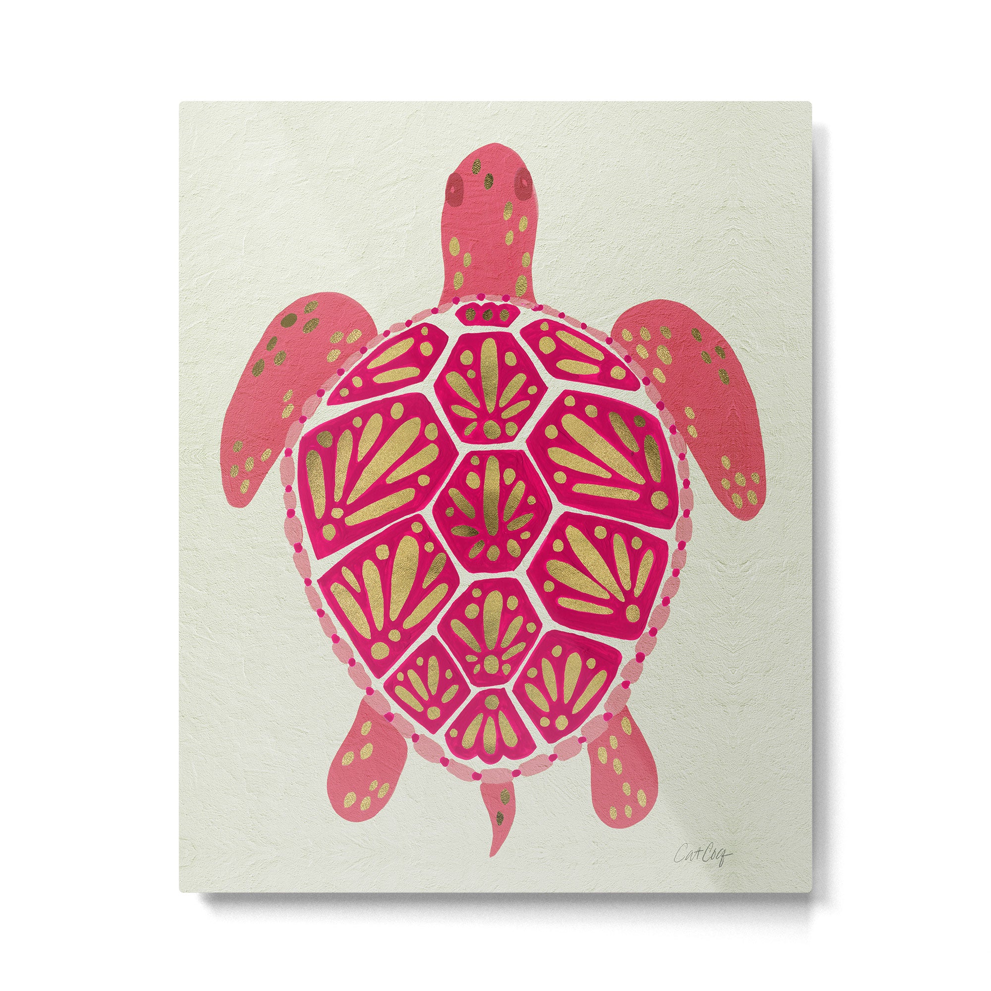 Sea Turtle in Pink & Gold Metal Print Gallery Image 6