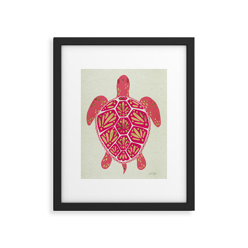 Sea Turtle in Pink & Gold Framed Art Print Gallery Image 4