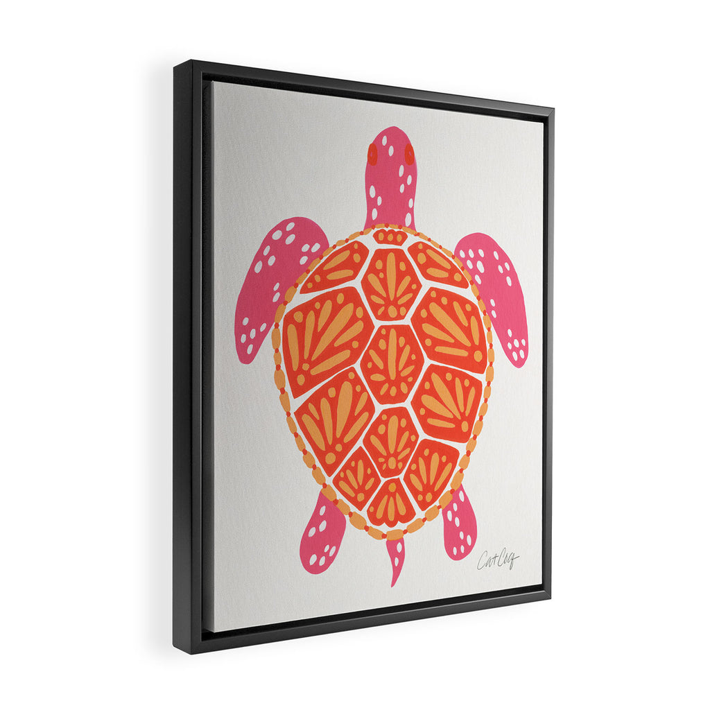 Sea Turtle - Melon Palette Framed Canvas Print Gallery Image 2