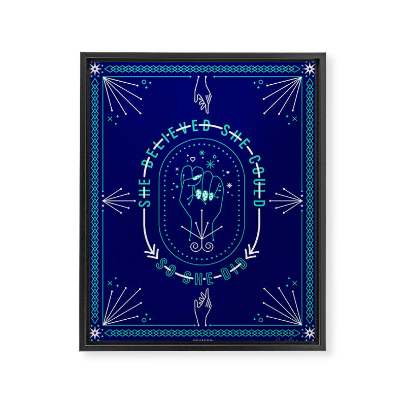 She Believed - Navy & Turquoise Palette Framed Canvas Print Gallery Image 8