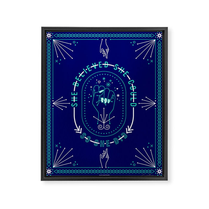 She Believed - Navy & Turquoise Palette Framed Canvas Print Gallery Image 1