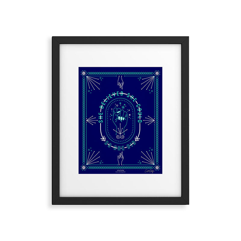 She Believed - Navy & Turquoise Palette Framed Art Print Gallery Image 6