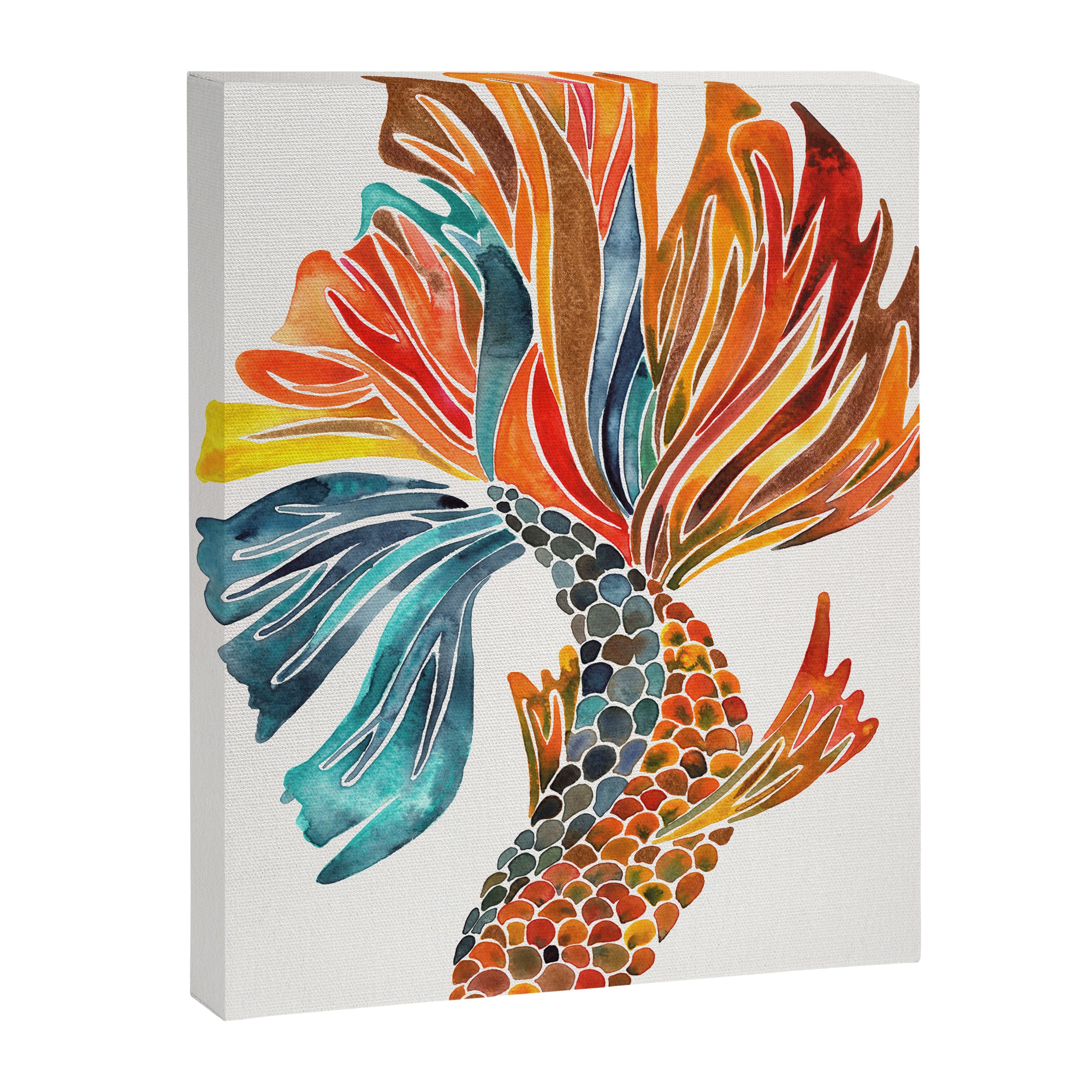 Siamese Fighting Fish - Orange & Blue Canvas Print Gallery Image 6