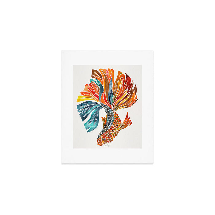 Siamese Fighting Fish - Orange & Blue Art Print Gallery Image 1