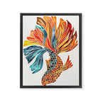 Siamese Fighting Fish - Orange & Blue Framed Canvas Print Gallery Image 6