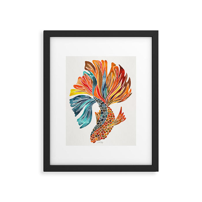 Siamese Fighting Fish - Orange & Blue Framed Art Print Gallery Image 1