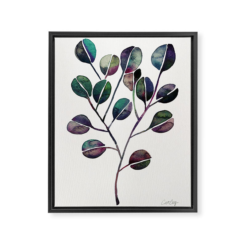 Silver Dollar Eucalyptus - Deep Cool Palette Framed Canvas Print Gallery Image 8
