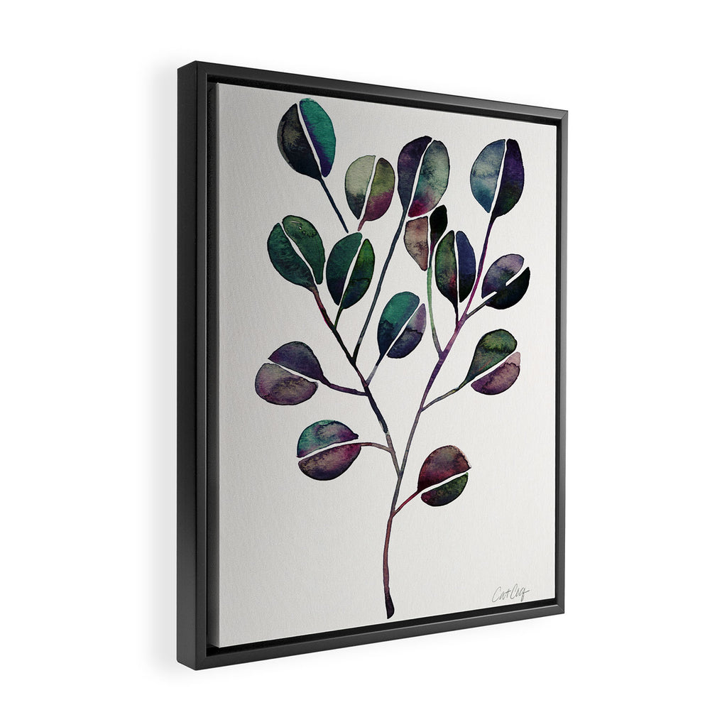 Silver Dollar Eucalyptus - Deep Cool Palette Framed Canvas Print Gallery Image 2