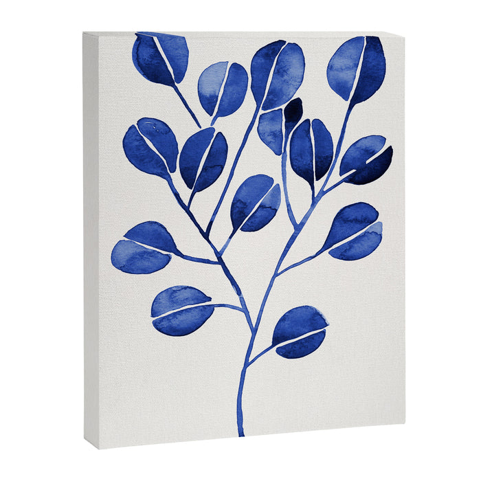 Silver Dollar Eucalyptus - Navy Canvas Print Gallery Image 1