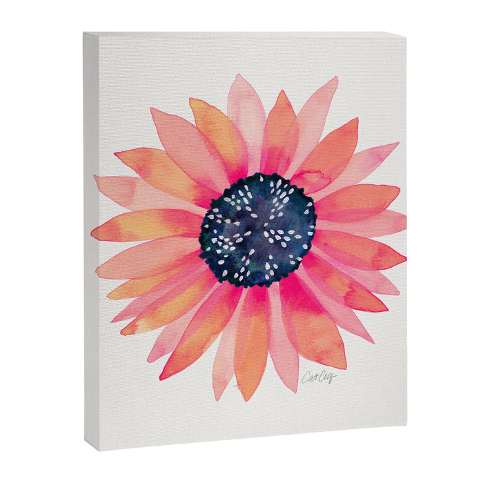 Single Sunflower â Pink & Indigo Canvas Print Gallery Image 1