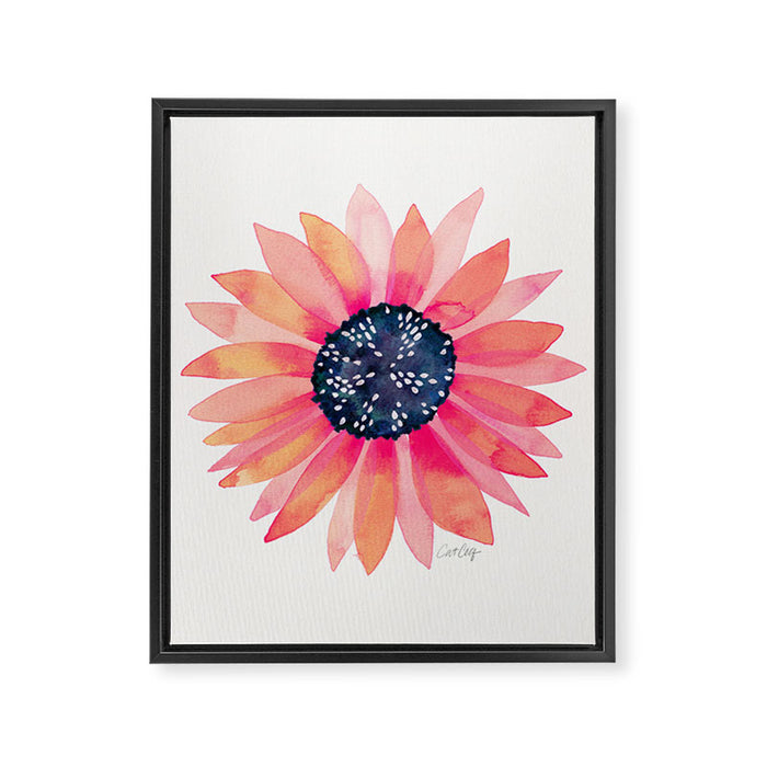 Single Sunflower â Pink & Indigo Framed Canvas Print Gallery Image 1