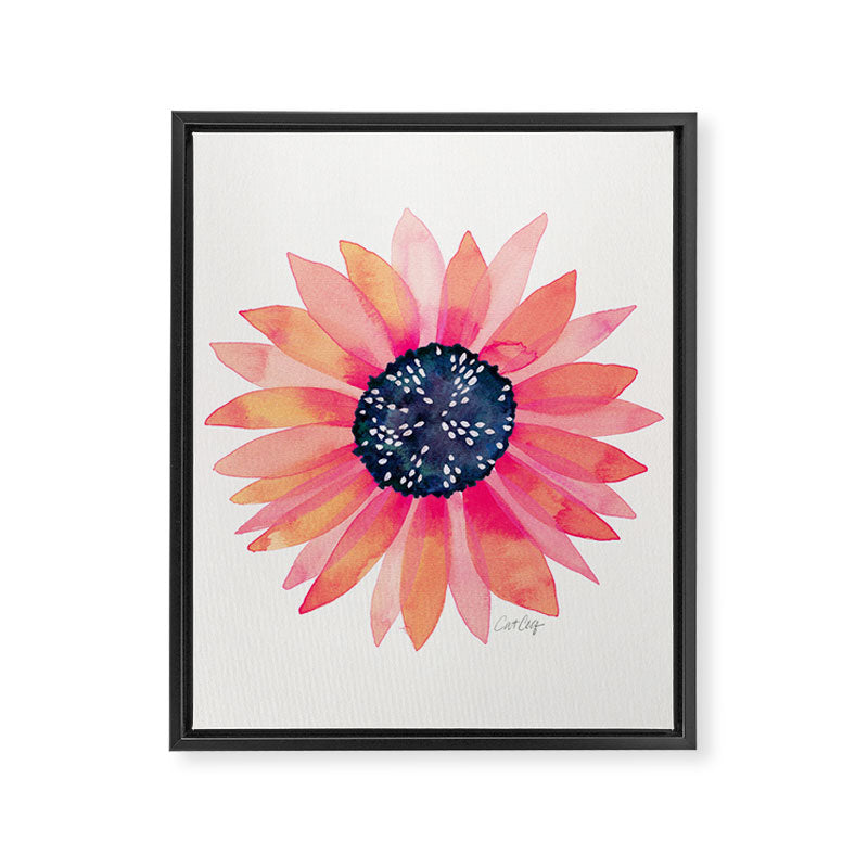 Single Sunflower â Pink & Indigo Framed Canvas Print Gallery Image 8