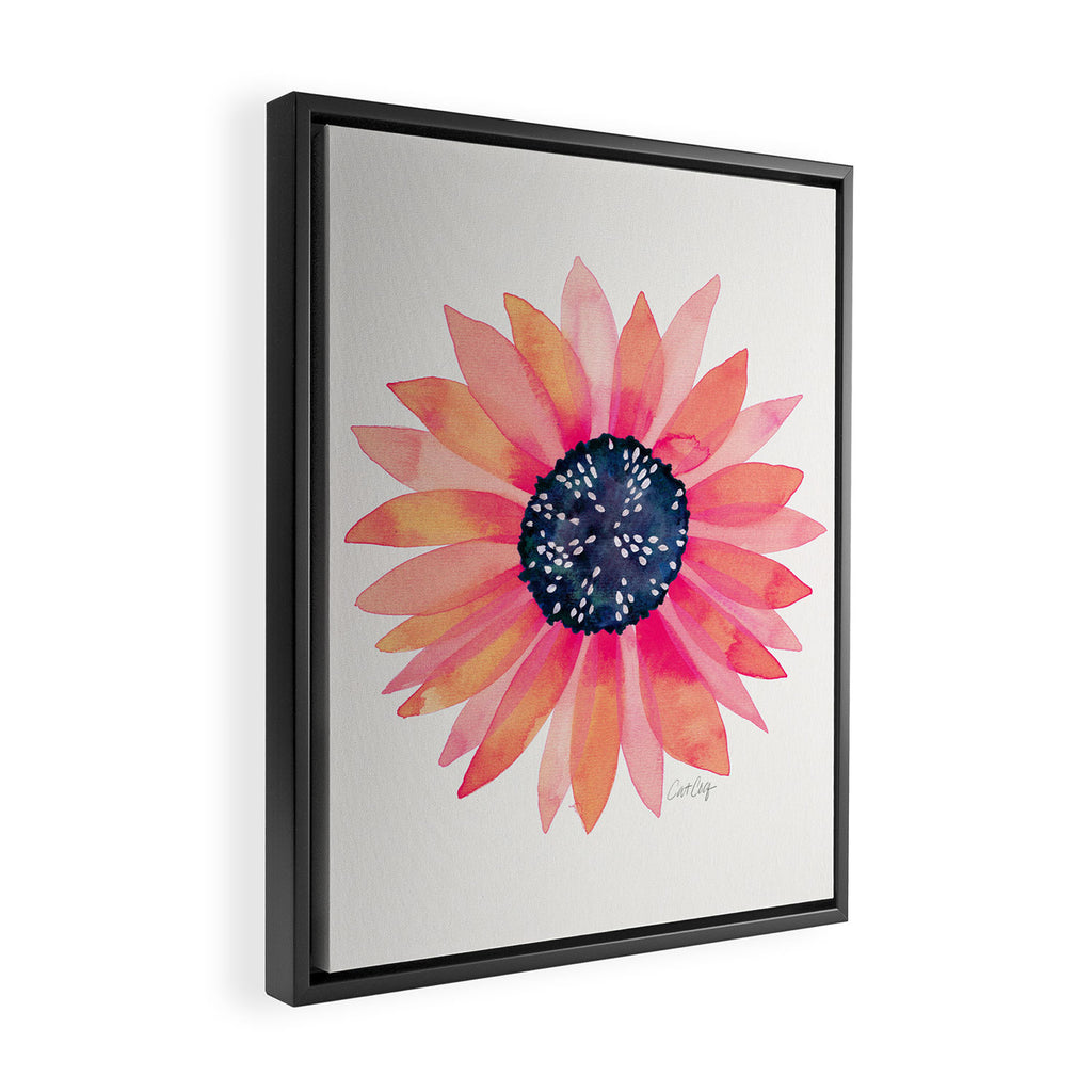 Single Sunflower â Pink & Indigo Framed Canvas Print Gallery Image 2