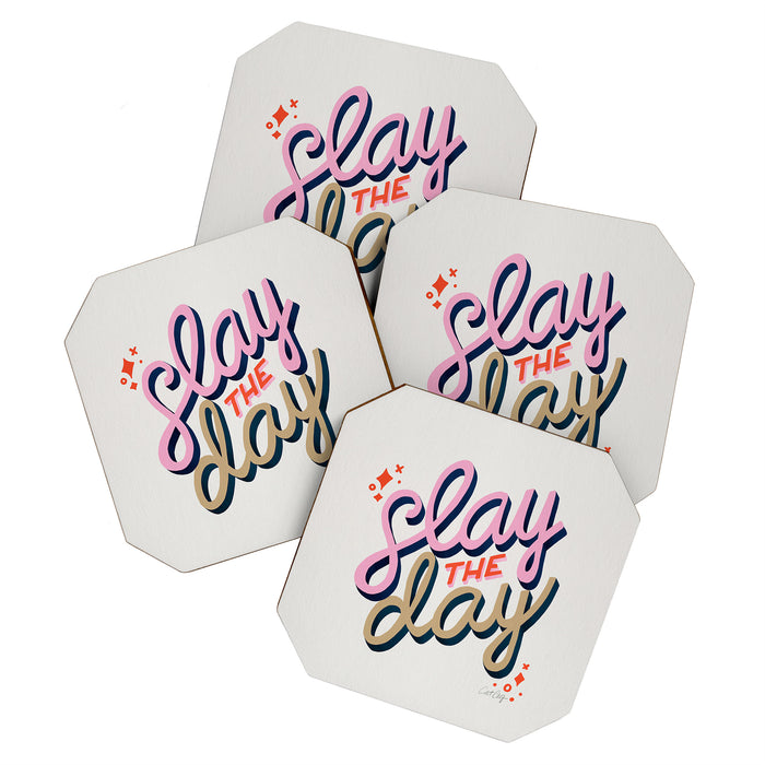 Slay the Day - Coral & Pink Coaster Gallery Image 1