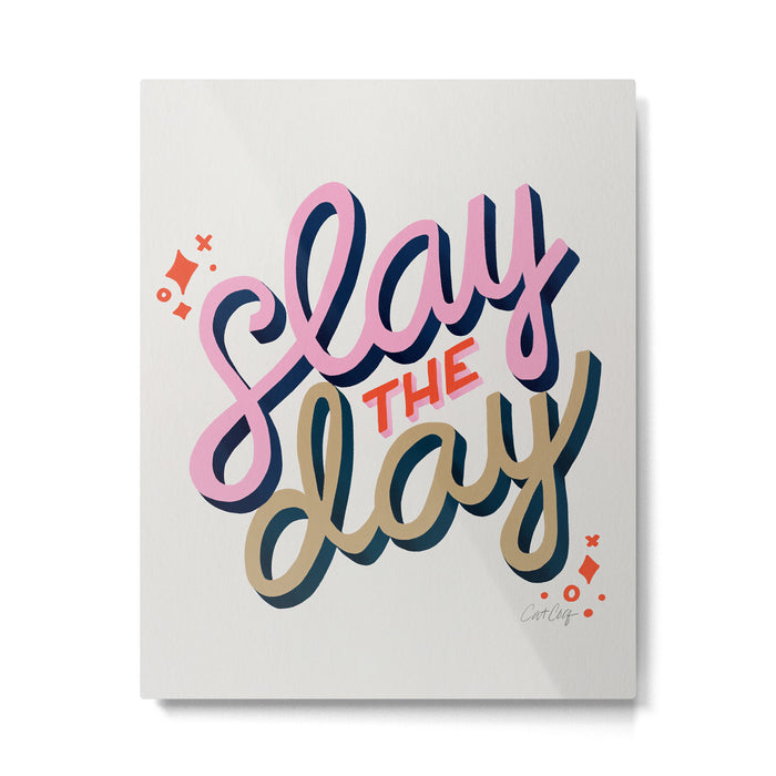 Slay the Day - Coral & Pink Metal Print Gallery Image 1