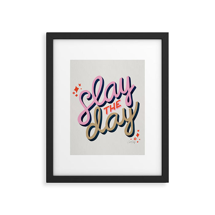 Slay the Day - Coral & Pink Framed Art Print Gallery Image 1