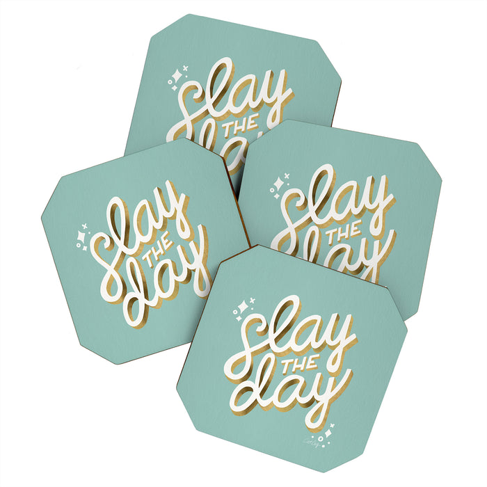 Slay the Day - Mint & Gold Palette Coaster Gallery Image 1