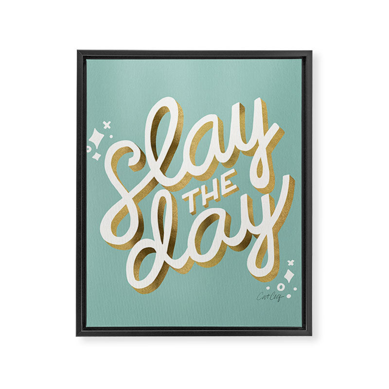 Slay the Day - Mint & Gold Palette Framed Canvas Print Gallery Image 8