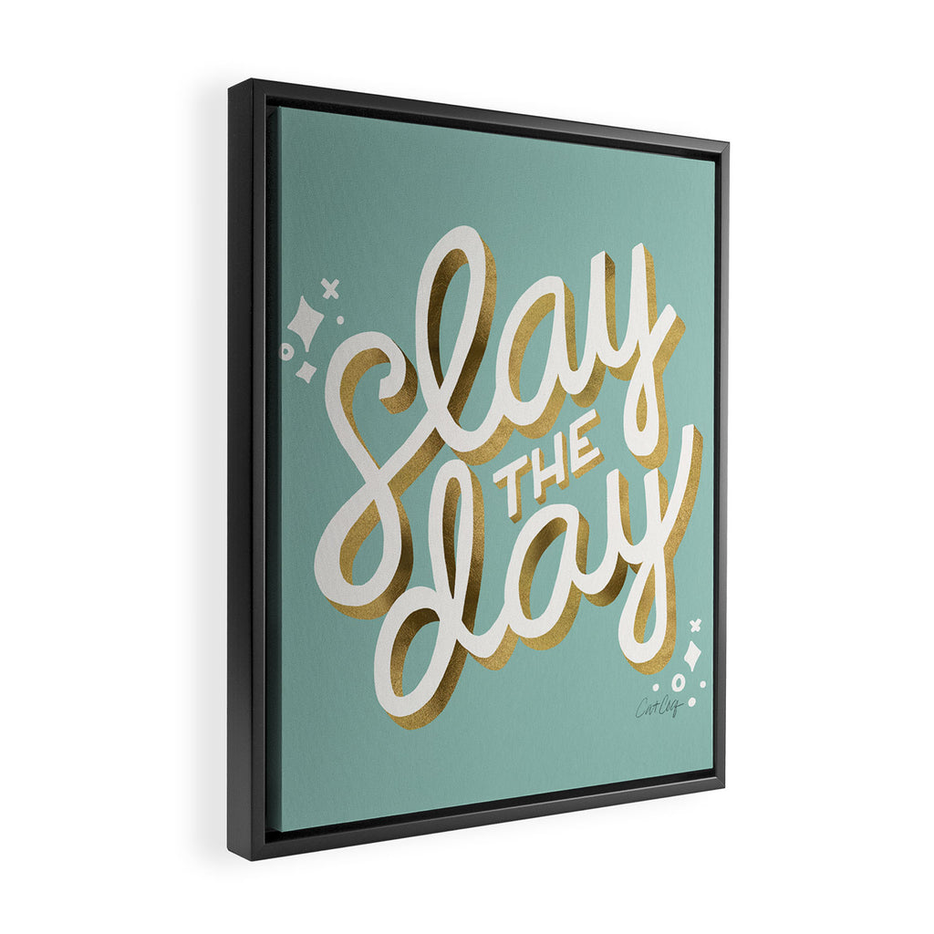 Slay the Day - Mint & Gold Palette Framed Canvas Print Gallery Image 2