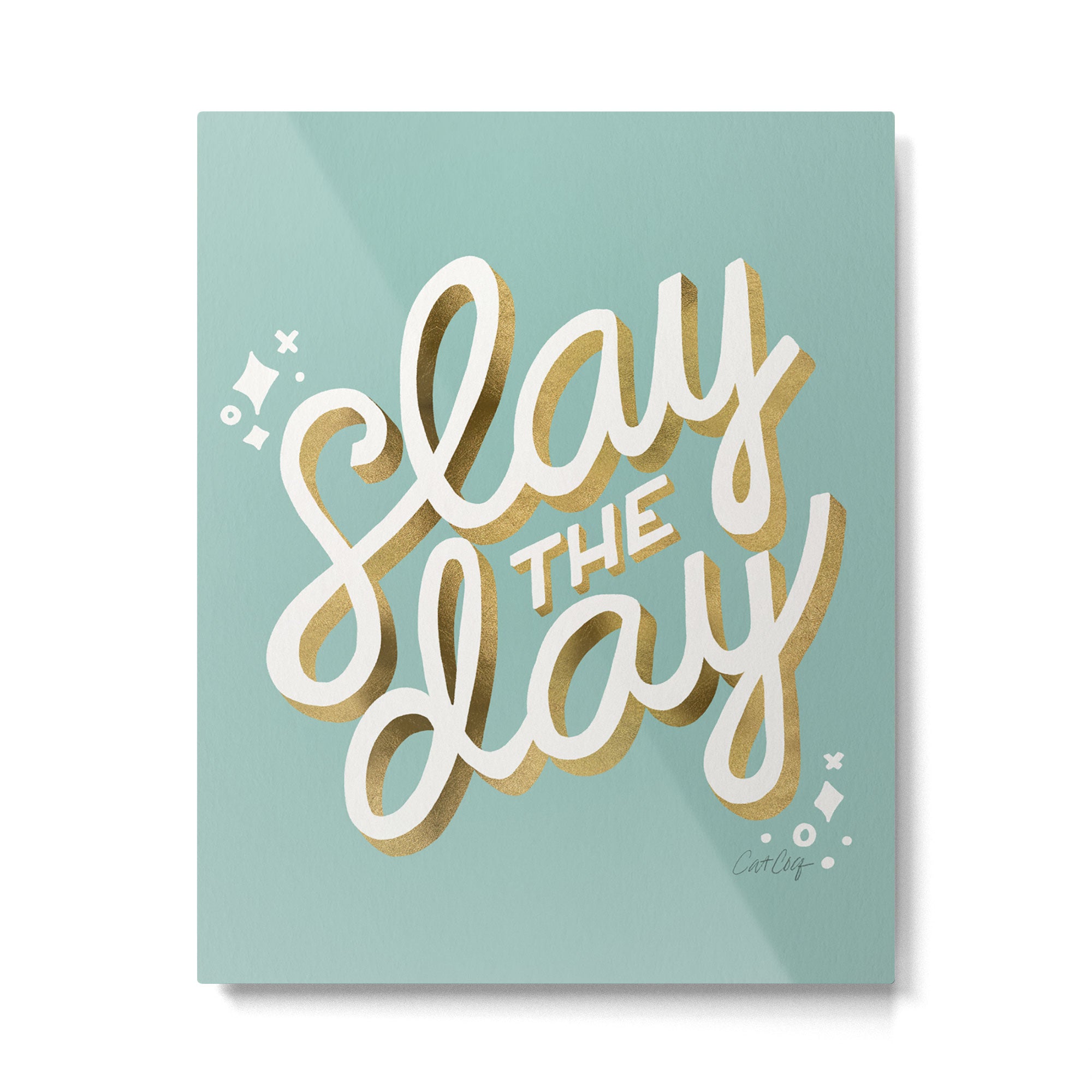 Slay the Day - Mint & Gold Palette Metal Print Gallery Image 6