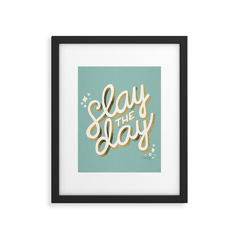 Slay the Day - Mint & Gold Palette Framed Art Print Gallery Image 6