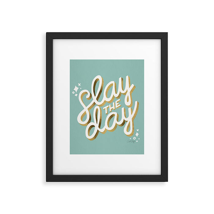 Slay the Day - Mint & Gold Palette Framed Art Print Gallery Image 1