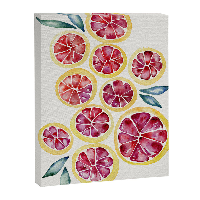 Sliced Grapefruits Watercolor Canvas Print Gallery Image 1