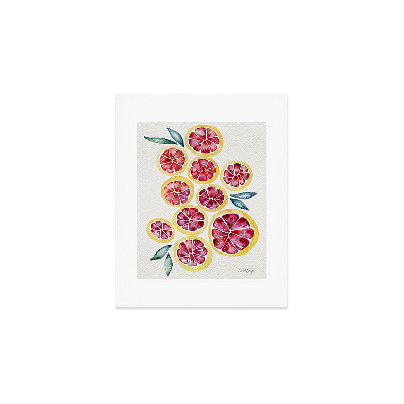 Sliced Grapefruits Watercolor Art Print Gallery Image 1