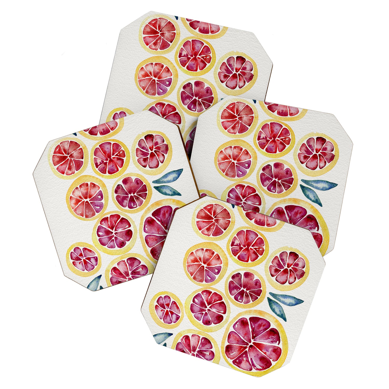 Sliced Grapefruits Watercolor Coaster Gallery Image 1