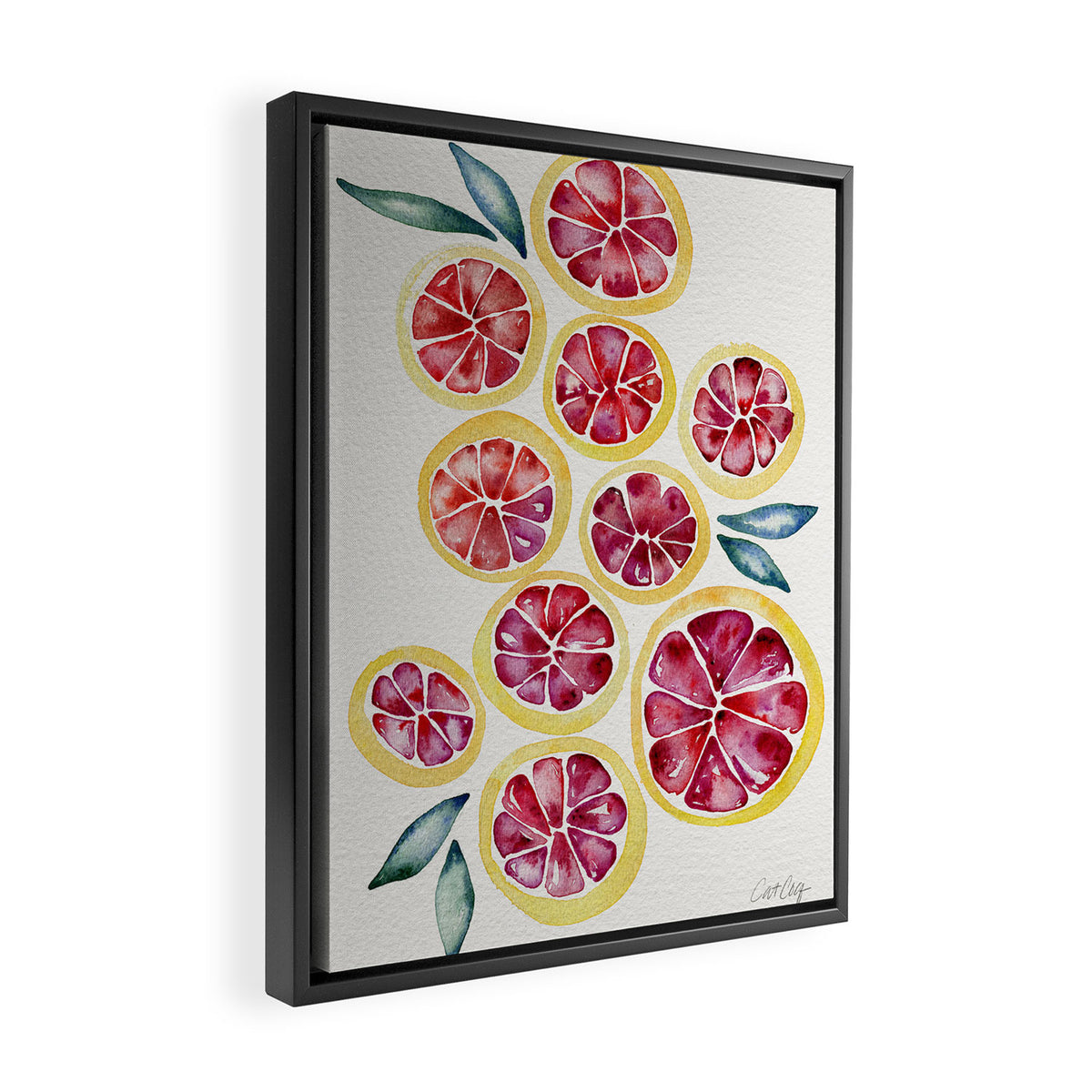Sliced Grapefruits Watercolor Framed Canvas Print Gallery Image 2
