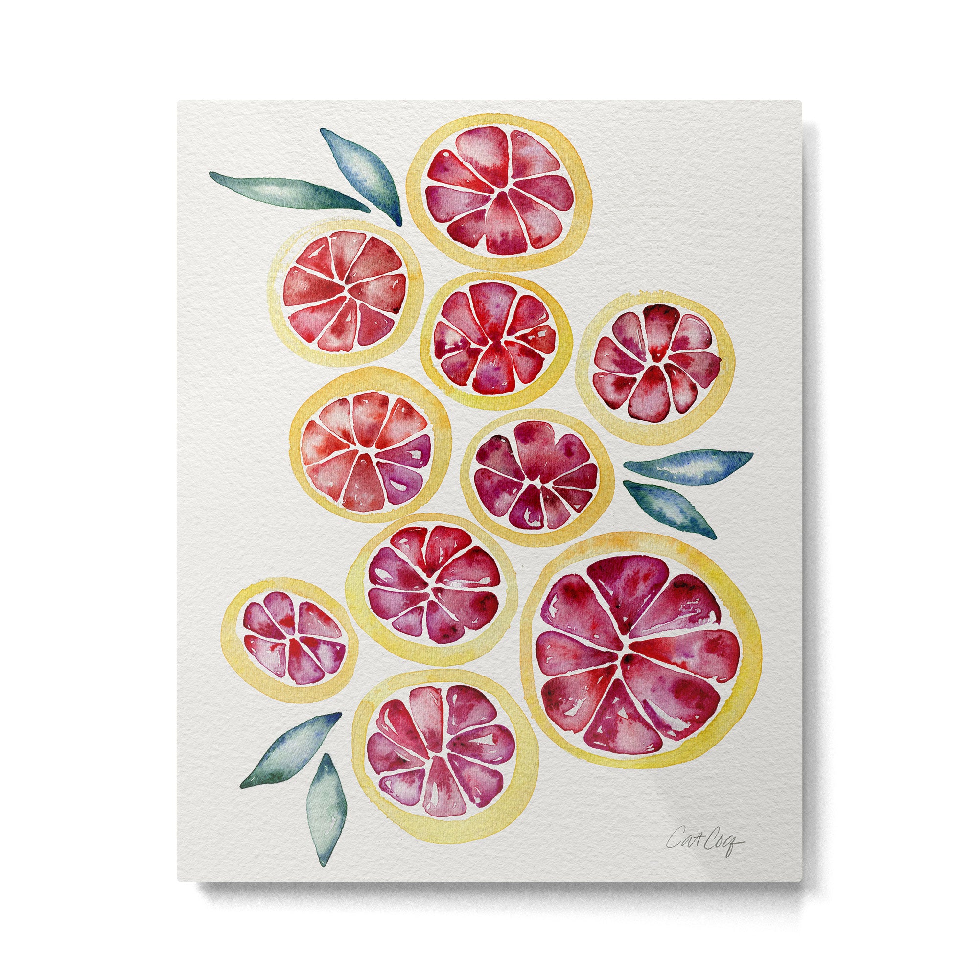 Sliced Grapefruits Watercolor Metal Print Gallery Image 6