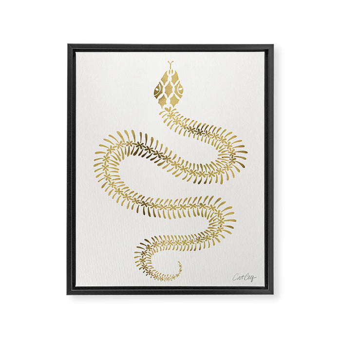 Snake Skeleton - Gold Framed Canvas Print Gallery Image 1