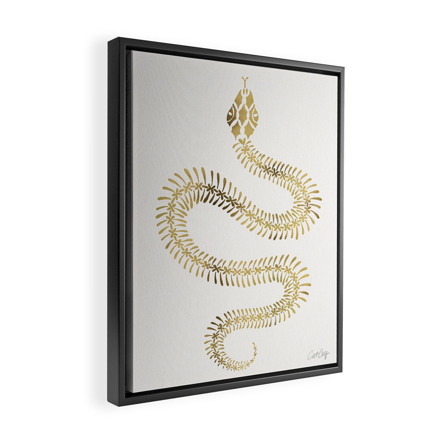 Snake Skeleton - Gold Framed Canvas Print Gallery Image 2