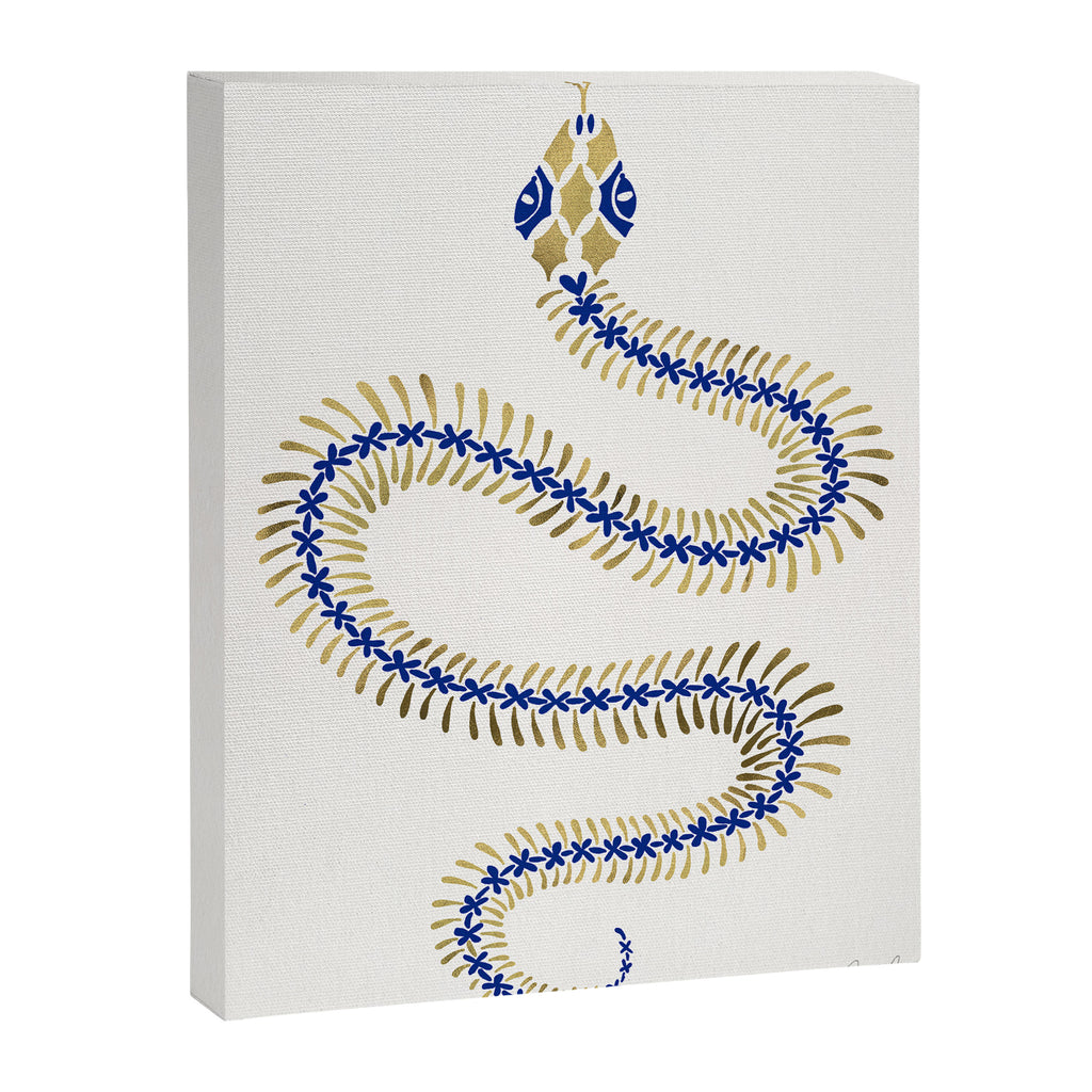 Snake Skeleton - Navy & Gold Palette Canvas Print Gallery Image 6