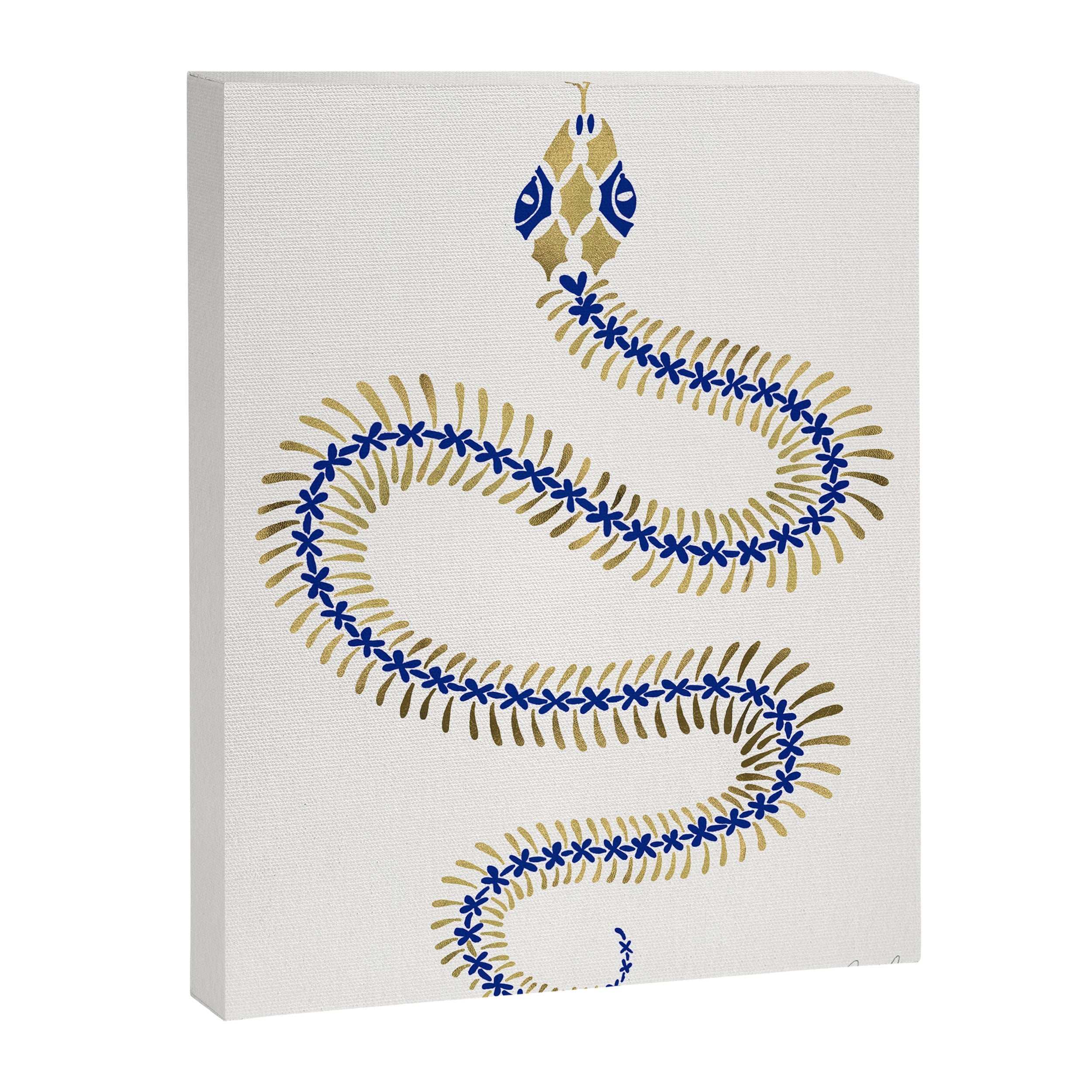 Snake Skeleton - Navy & Gold Palette Canvas Print Gallery Image 6