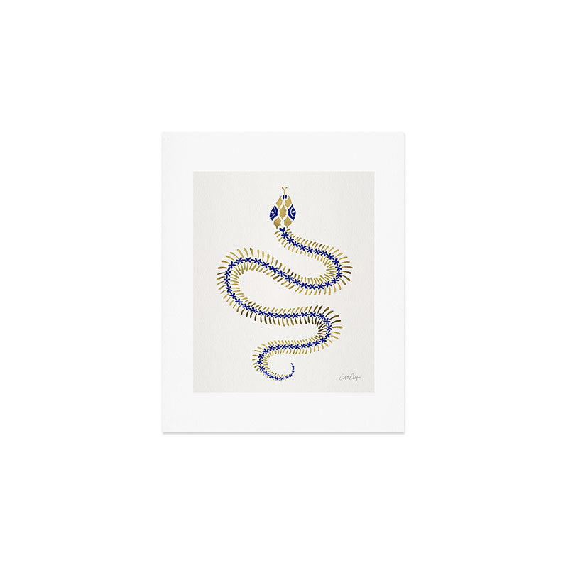 Snake Skeleton - Navy & Gold Palette Art Print Gallery Image 1