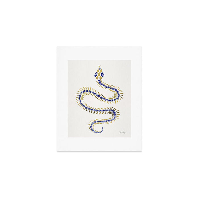 Snake Skeleton - Navy & Gold Palette Art Print Gallery Image 1