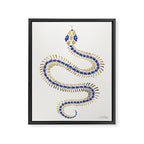 Snake Skeleton - Navy & Gold Palette Framed Canvas Print Gallery Image 6