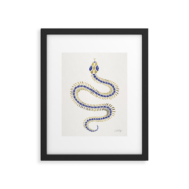 Snake Skeleton - Navy & Gold Palette Framed Art Print Gallery Image 5