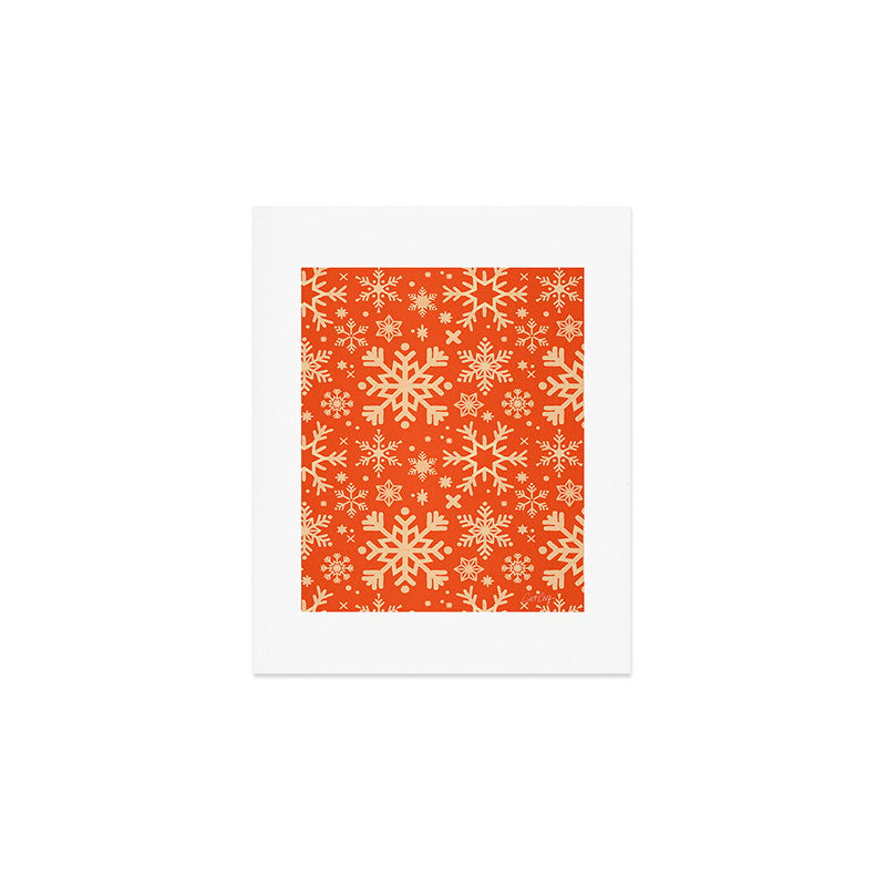 Snowflake Collection - Coral & Cream Art Print Gallery Image 1