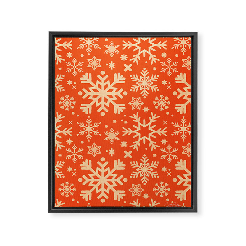 Snowflake Collection - Coral & Cream Framed Canvas Print Gallery Image 6