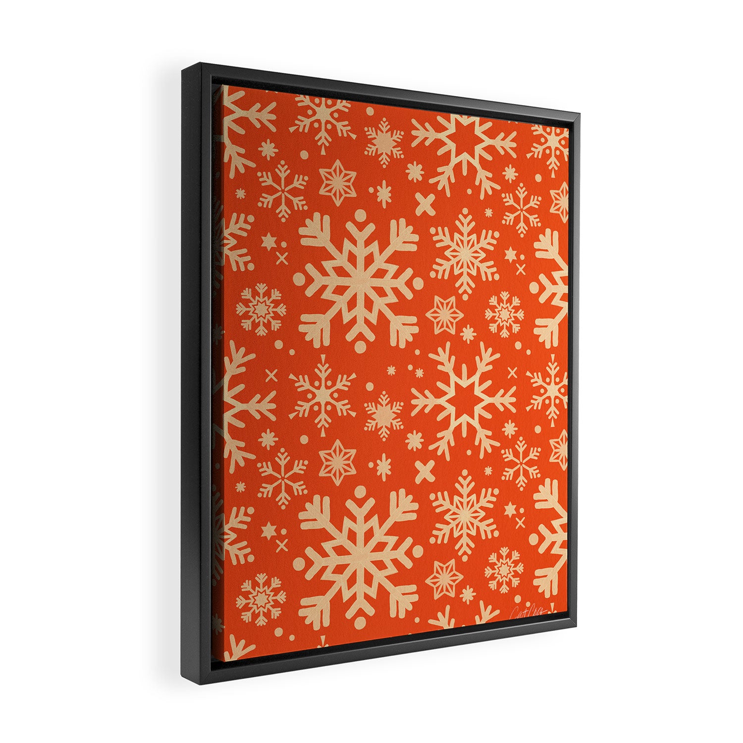 Snowflake Collection - Coral & Cream Framed Canvas Print Gallery Image 2
