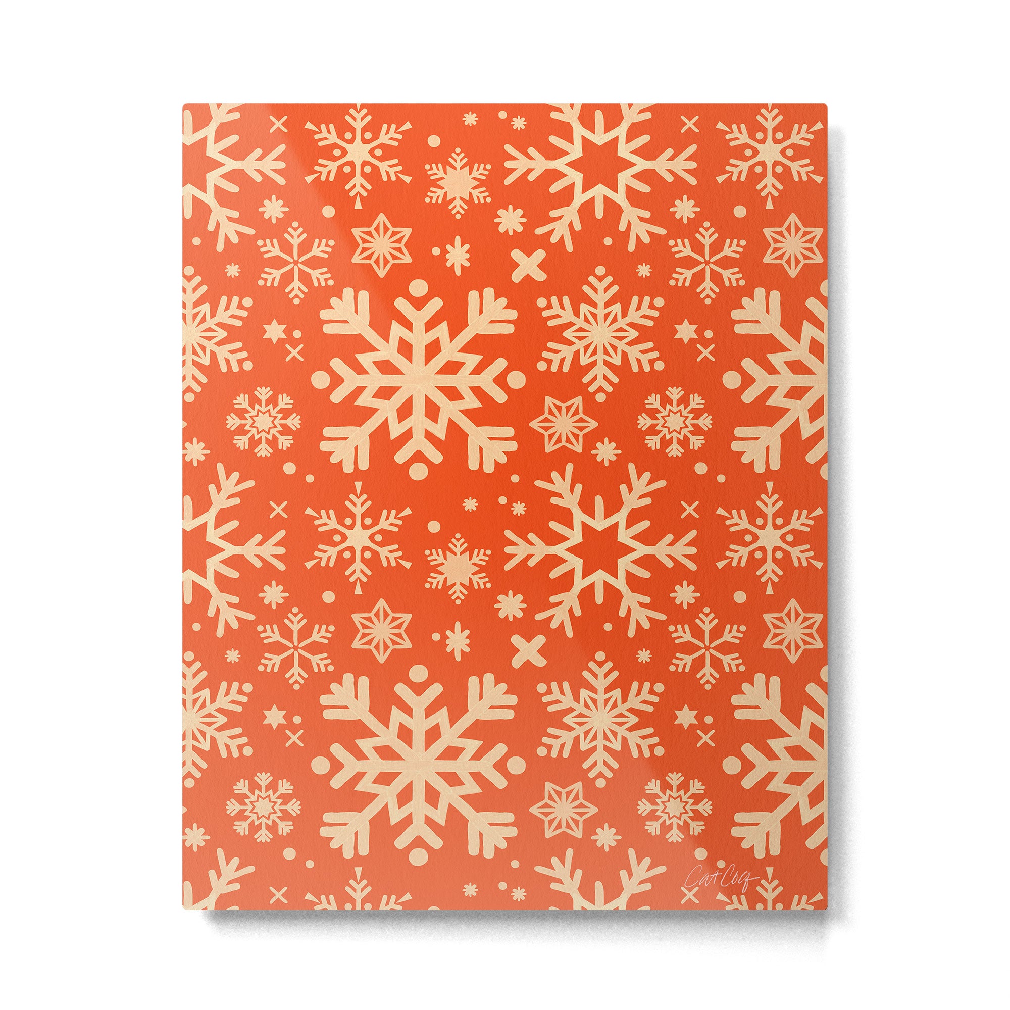 Snowflake Collection - Coral & Cream Metal Print Gallery Image 4