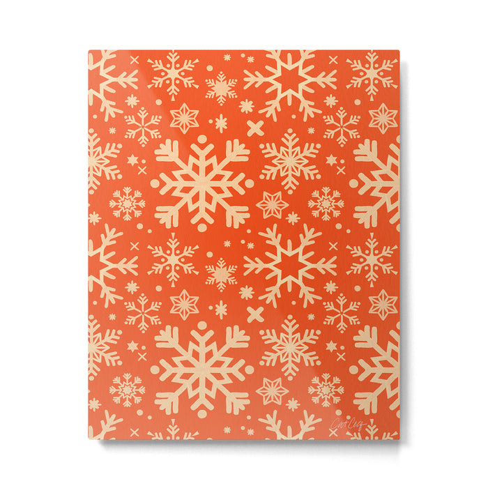 Snowflake Collection - Coral & Cream Metal Print Gallery Image 1