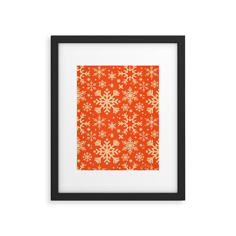 Snowflake Collection - Coral & Cream Framed Art Print Gallery Image 5