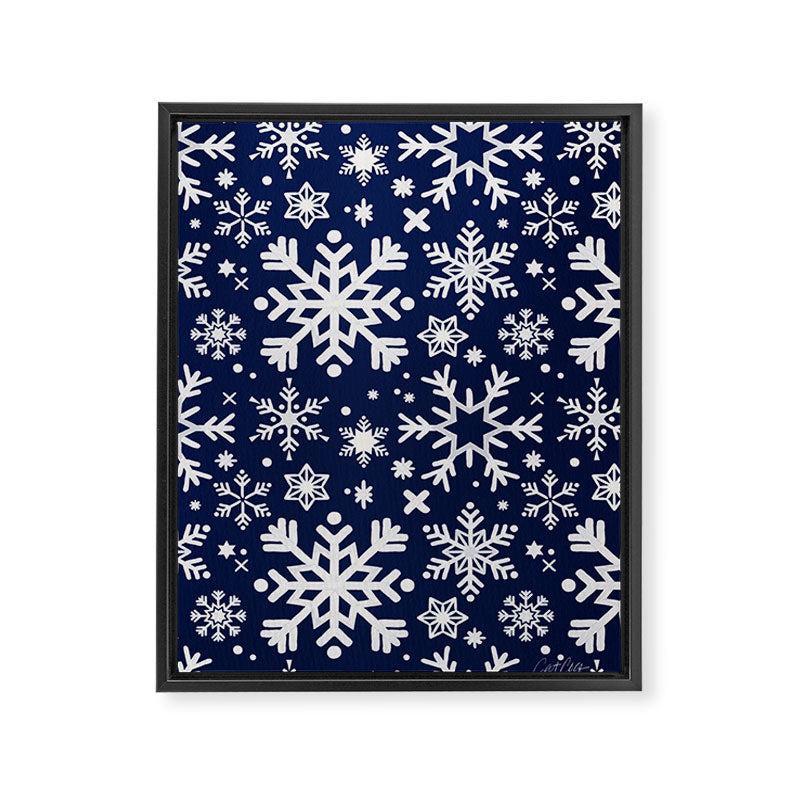 Snowflake Collection - Navy Framed Canvas Print Gallery Image 6