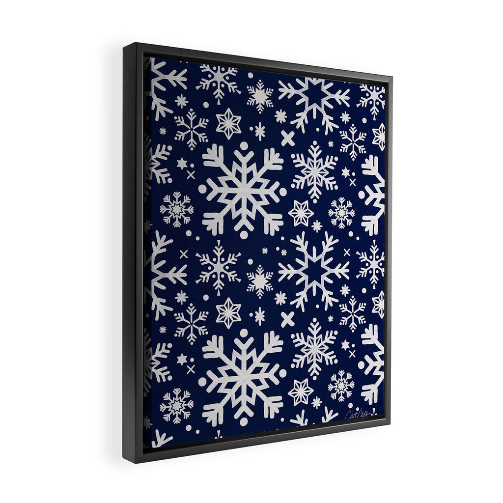 Snowflake Collection - Navy Framed Canvas Print Gallery Image 2