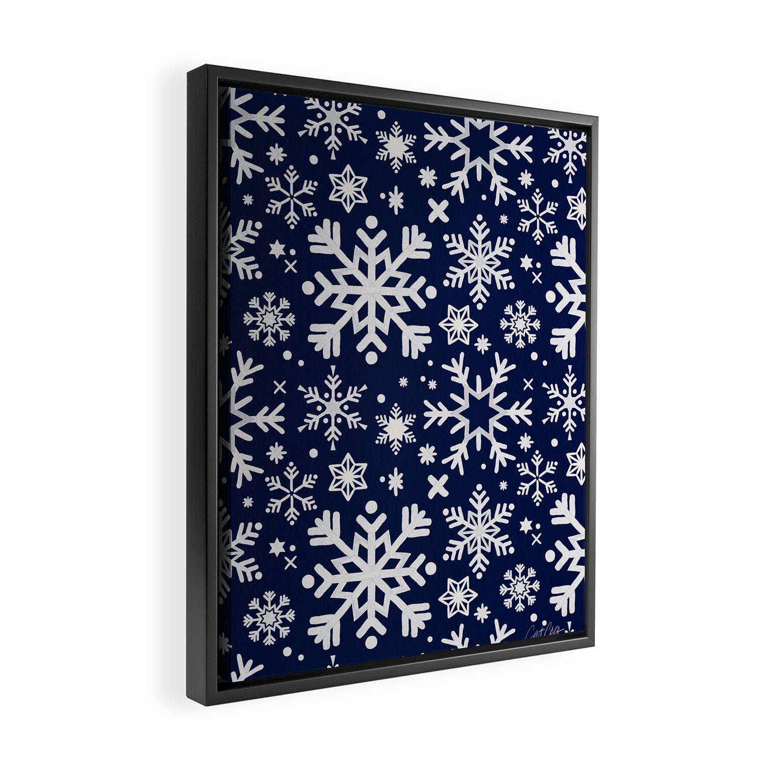 Snowflake Collection - Navy Framed Canvas Print Gallery Image 2